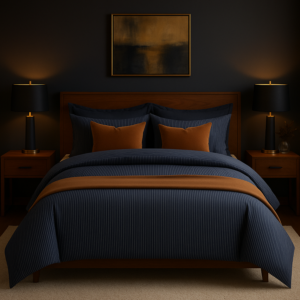 Midnight Stripe Duvet Cover Set
